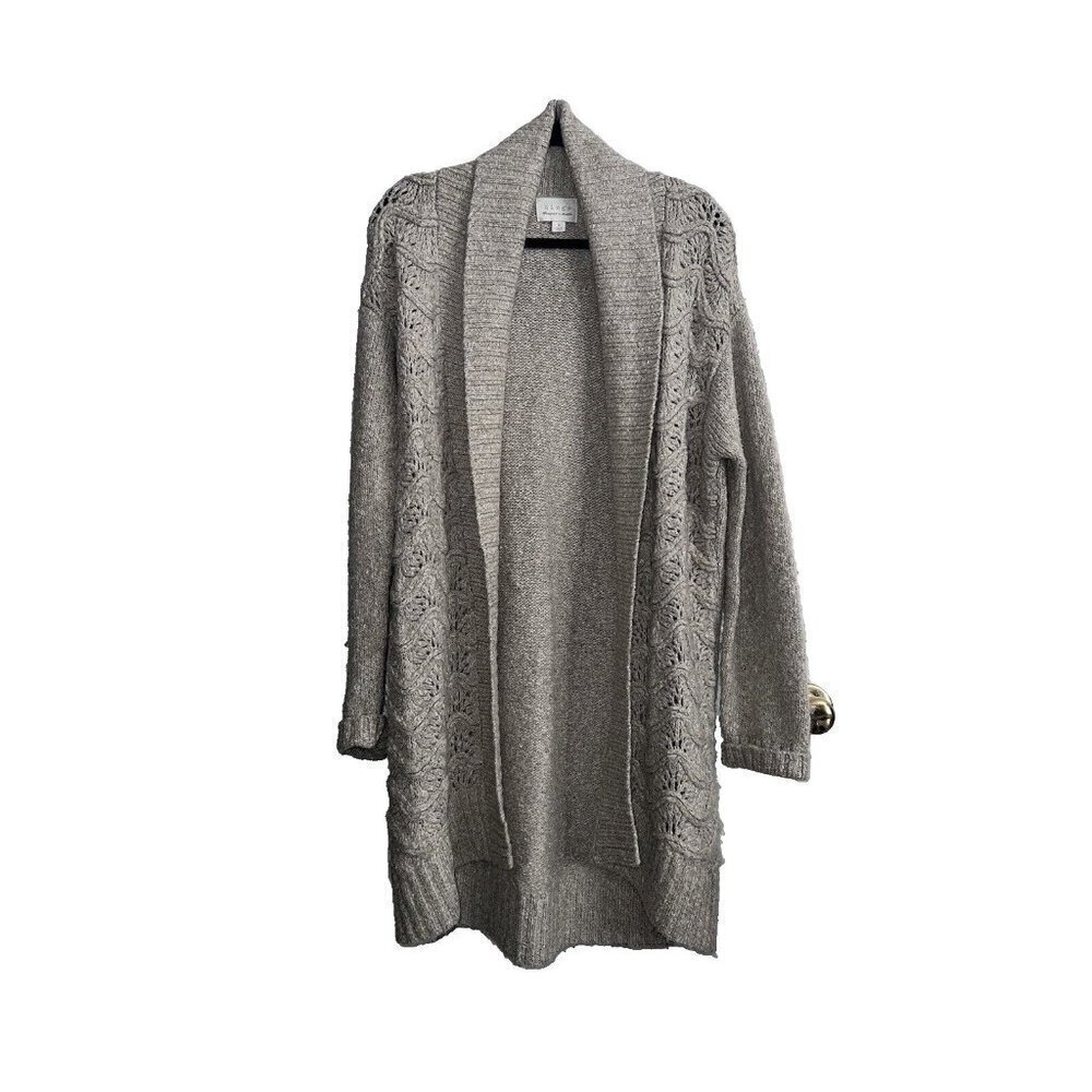 HINGE Cotton Blend Chunky Knit Open Long Cardigan Sweater Sz M